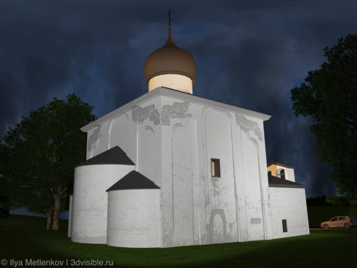 3D визуализация Церкви Георгия со Взвоза города Пскова
