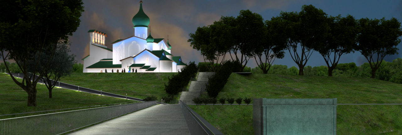 3D визуализация Церкови Богоявления Господня с Запсковья города Пскова